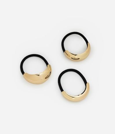 Kit 03 Elásticos para el Pelo con Detalle en Metal de Tamaños Diversos 2