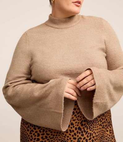 Blusa en Punto Leve con Cuello y Manga Flare Curve & Plus Size 3