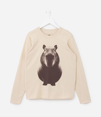 Remera Infantil con Estampa de Capibara Realista - Talle 5 a 14 años 1