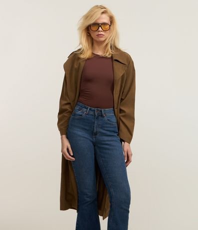 Pantalón Flare en Jeans y Bolsillos con Solapa 2