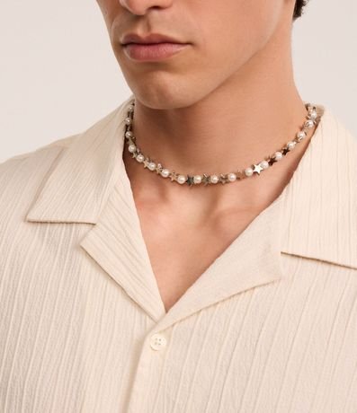Collar Corto con Perlas Artificiales y Estrellas 2