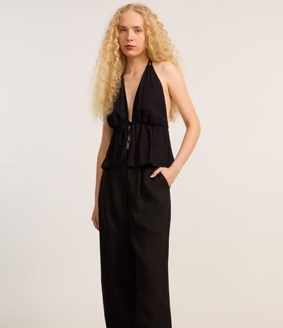 Pantalón Wide Leg en Sastrería con Cierre Deslocado 2