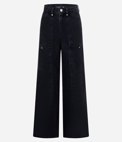 Pantalón Wide Leg en Jeans con Bolsillos Tácticos y Remaches 6