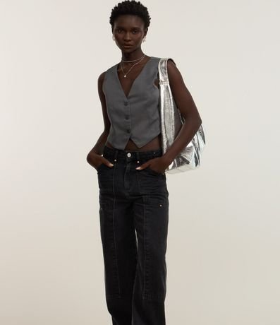 Pantalón Wide Leg en Jeans con Bolsillos Tácticos y Remaches 2