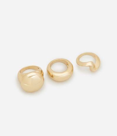 Kit 03 Anillos en Metal Bold Entrelazado