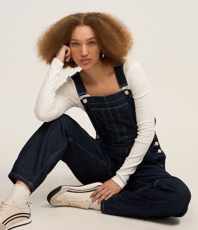 Peto en Jeans con Despuntes Contrastantes