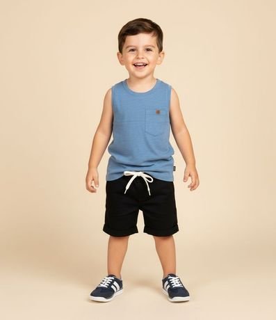 Bermuda Infantil en Sarga con Bajo Plegado - Talle 1 a 4 años