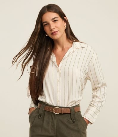 Camisa de Rayas Cupro con Puño Ancho