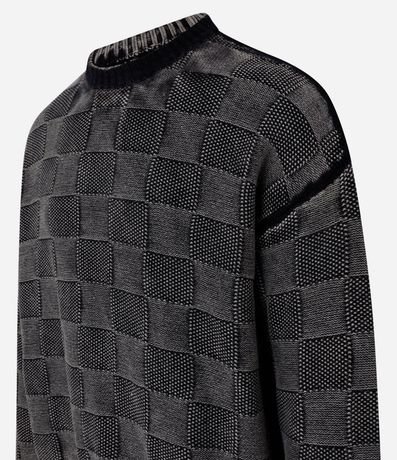 Suéter Boxy en Algodón Desteñido en Textura Jacquard y de Cuadros 7