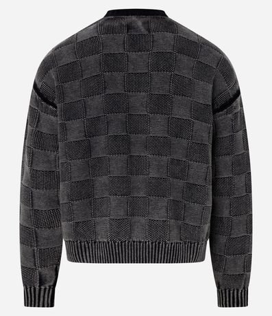 Suéter Boxy en Algodón Desteñido en Textura Jacquard y de Cuadros 8