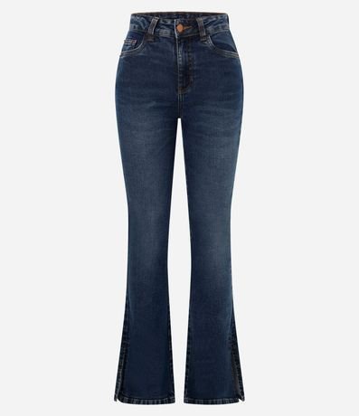 Pantalón Bootcut en Jeans con Cintura Alta y Fenda en la Parte baja