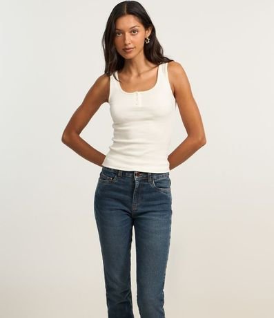 Pantalón Bootcut en Jeans con Cintura Alta y Fenda en la Parte baja 2