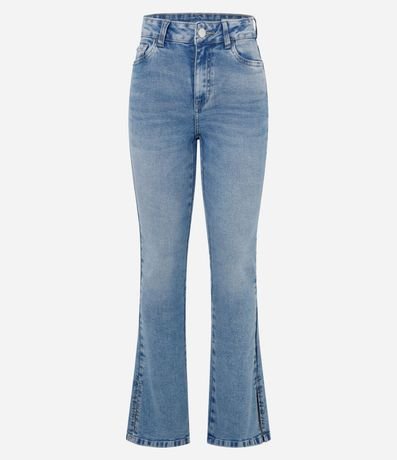Pantalón Bootcut en Jeans con Cintura Alta y Abertura Lateral en la Bajo