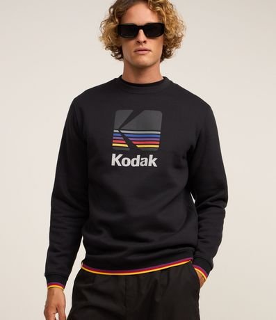 Sudadera n Algodón con Estampa Kodak y Rayas Contrastantes