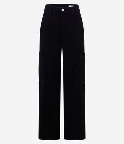 Pantalón Cargo Tiro Alto en Sarga con Bolsillo Lateral 3