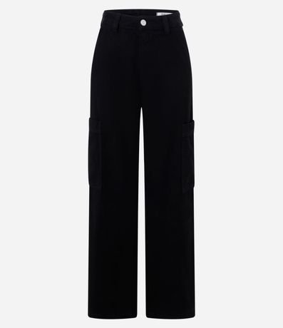Pantalón Cargo Tiro Alto en Sarga con Bolsillo Lateral 4
