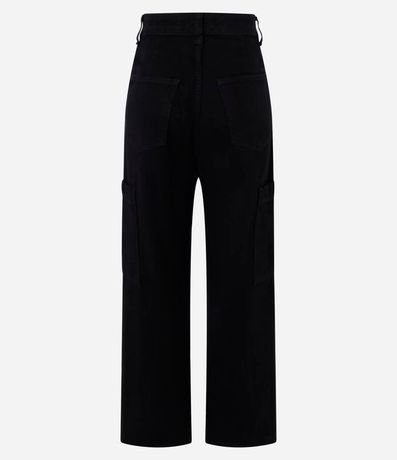 Pantalón Cargo Tiro Alto en Sarga con Bolsillo Lateral 4