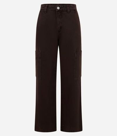 Pantalón Cargo Tiro Alto en Sarga con Bolsillo Lateral 3