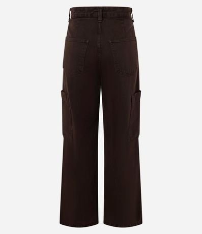 Pantalón Cargo Tiro Alto en Sarga con Bolsillo Lateral 4