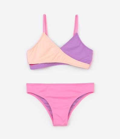 Bikini Infantil con Protección UV y Recorte Traspasado - Talle 7 a 16 años