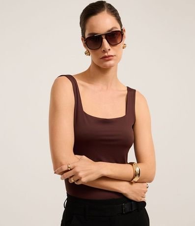 Blusa en Poliamida con Escote Cuadrado