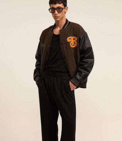 Calca Wide Leg en Algodón con Felpa y Cintura Elástica 3