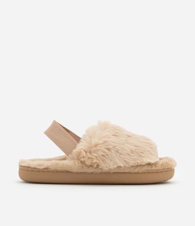Pantufla Abierta de Peluche con Elástico en el Talón