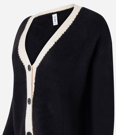 Cardigan Alargado en Punto Texturizado con Lineas Contrastante y Botones 2