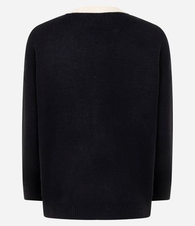 Cardigan Alargado en Punto Texturizado con Lineas Contrastante y Botones 3