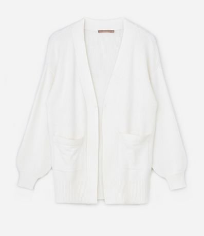 Cardigan en Punto con Manga Abullonada Curve & Plus Size 4