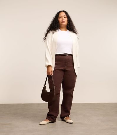 Cardigan en Punto con Manga Abullonada Curve & Plus Size 2