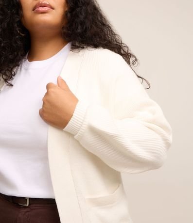 Cardigan en Punto con Manga Abullonada Curve & Plus Size 3