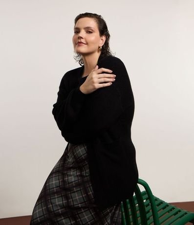 Cardigan en Punto con Manga Abullonada Curve & Plus Size