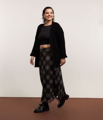 Cardigan en Punto con Manga Abullonada Curve & Plus Size 2