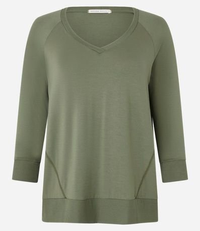 Blusa Básica en Viscosa sin Sisa con Manga 3/4