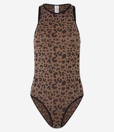 Body Lingerie sin Copa en Poliamida Seamless Estampada de Leopardo 4