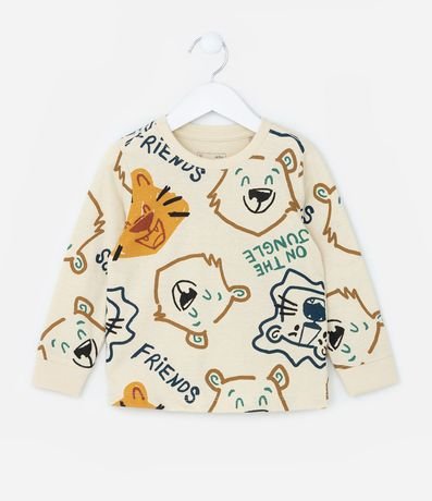 Remera Infantil con Estampa Outline y Animalitos - Talle 1 a 5/6 años