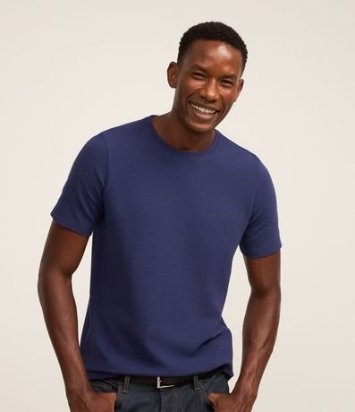 Remera Slim en Algodón con Textura Acanalada