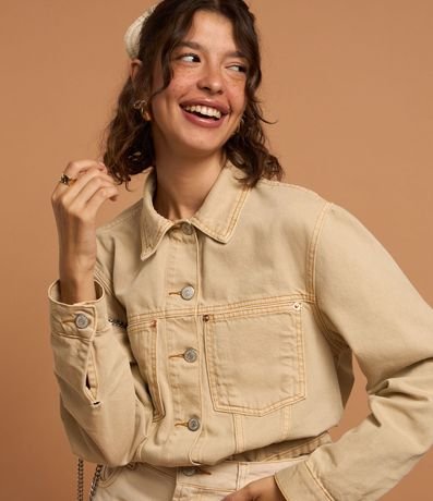 Campera Regular en Sarga con Bolsillo y Recortes 6