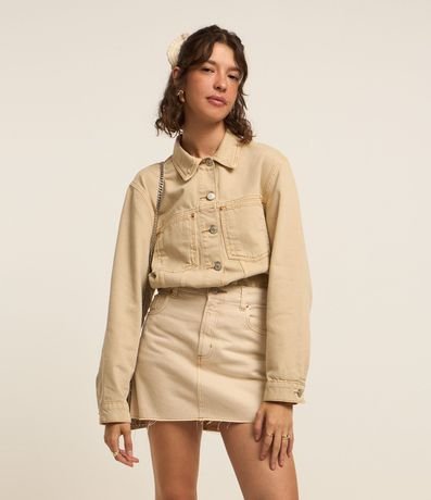 Campera Regular en Sarga con Bolsillo y Recortes 1