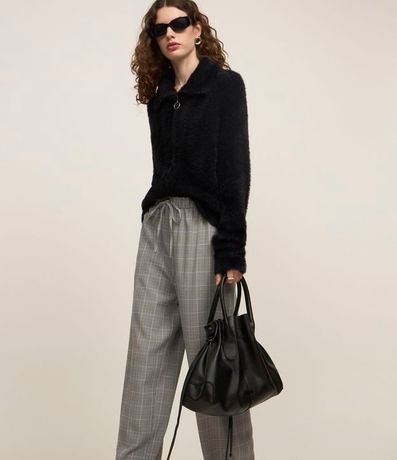 Cartera Satchel Mediana en PU con Puxador de Ajuste y Colgante Corazón