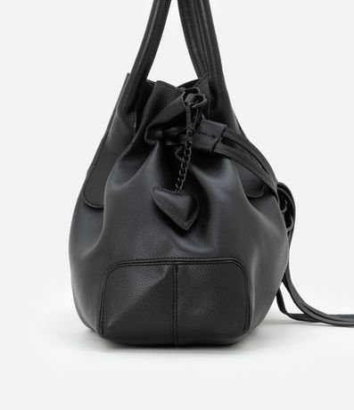 Cartera Satchel Mediana en PU con Puxador de Ajuste y Colgante Corazón 3