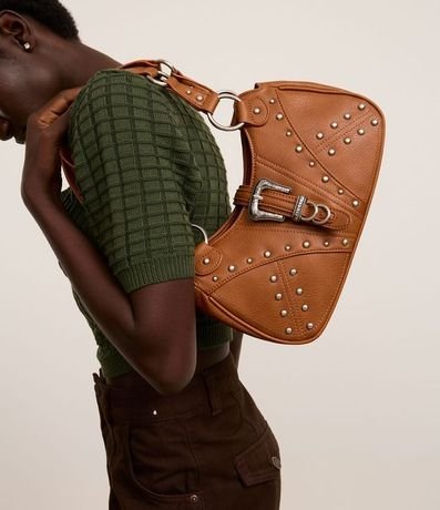 Cartera Baguette Western en PU con Hebilla Delantera y Breteles Detallados 1