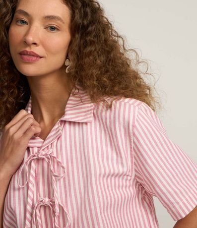 Camisa en Sarga con Lazo de Moñas 3