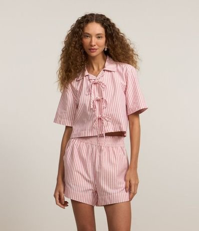 Short Runner en Sarga con Rayas y Cintura Elástica 2