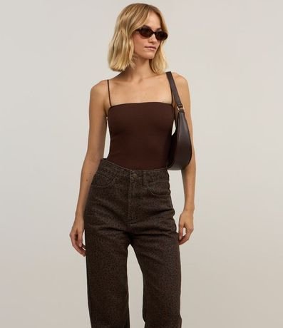 Pantalón Recto en Jeans con Estampa Animal Print 2