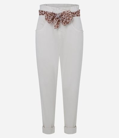 Pantalón Mom en Jeans con Pañuelo Estampado Animal Print 5
