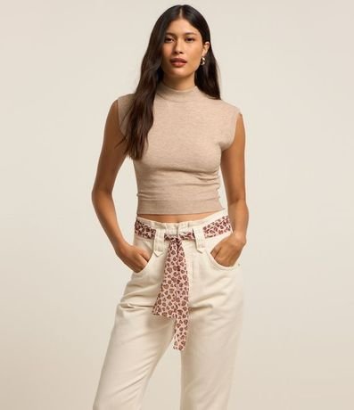 Pantalón Mom en Jeans con Pañuelo Estampado Animal Print 2