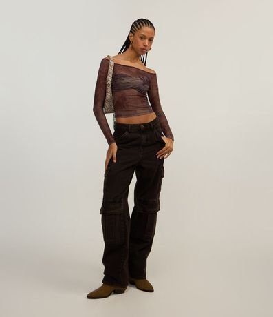 Pantalón Recto en Jeans con Bolsillo Cargo
