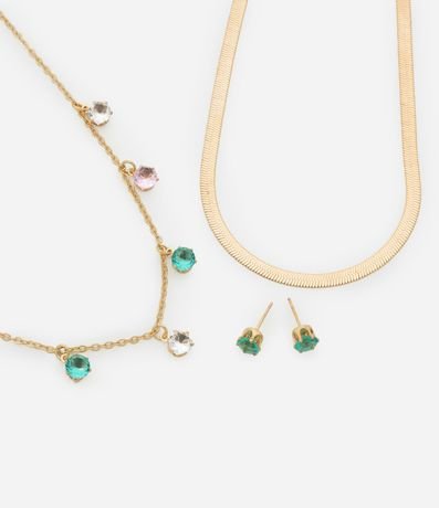 Conjunto de Collar Capas y Caravana en Zirconia de Colores